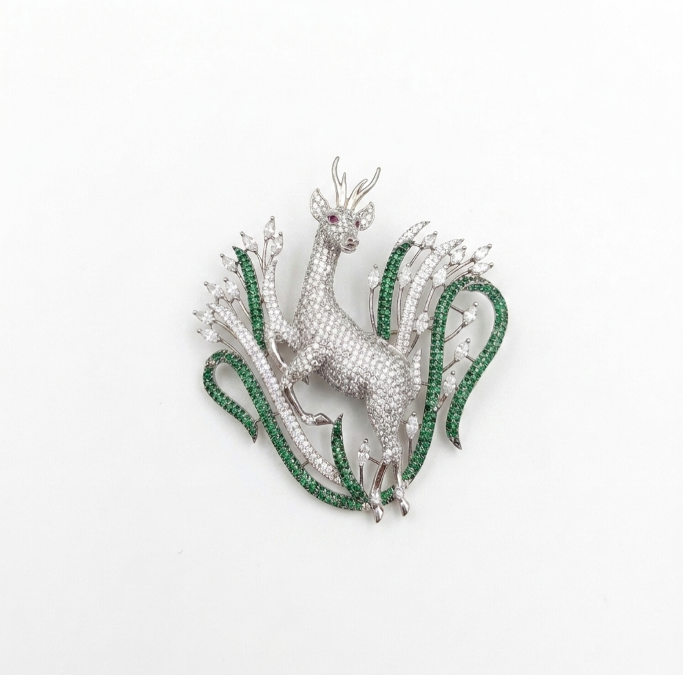 Deer Brooch (Green)